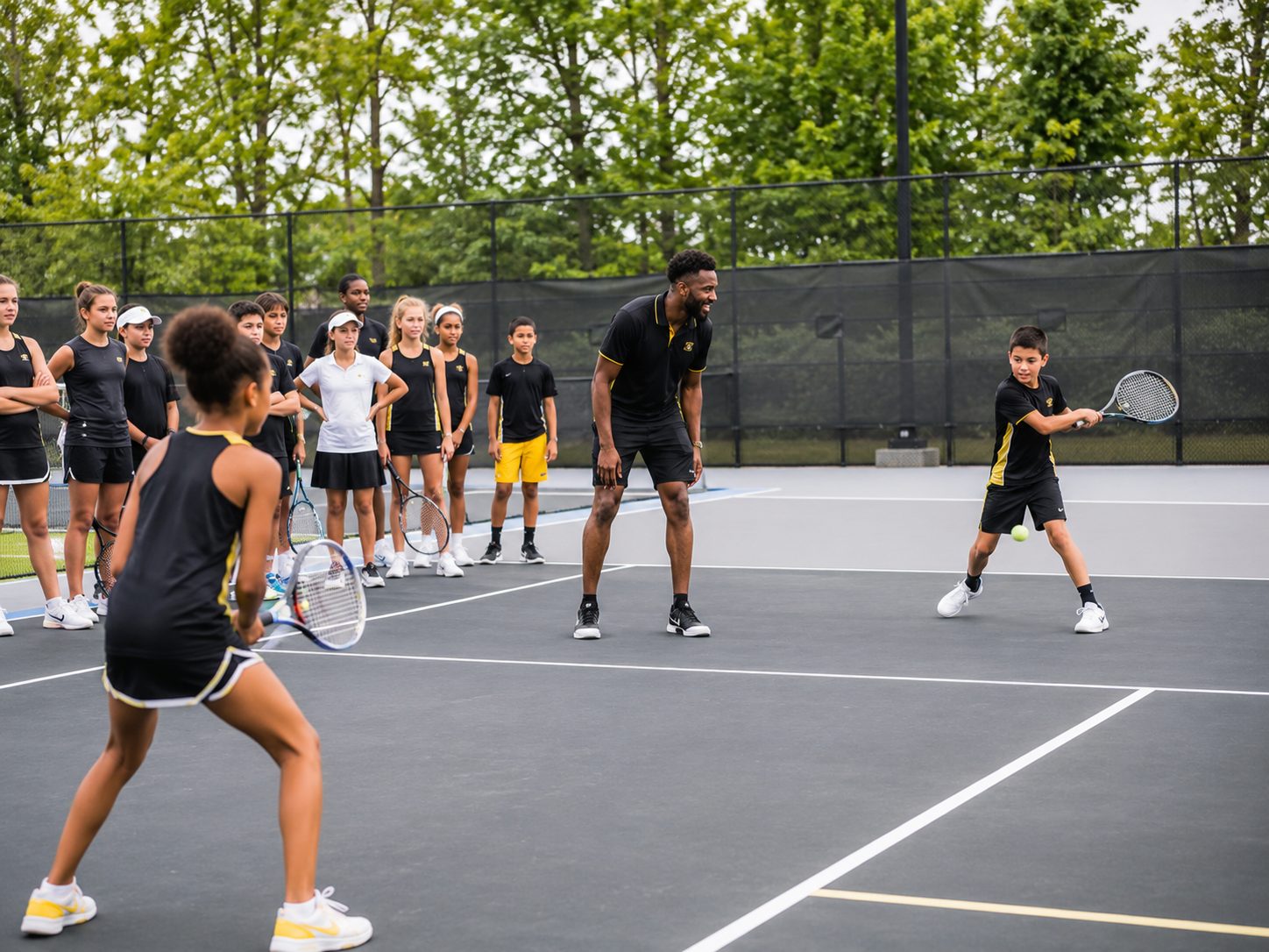 A coach leading a circle drill with young players